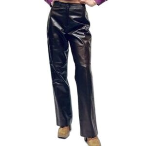 Danier Leather Women's High Rise Straight Leg Pants Black Size 10